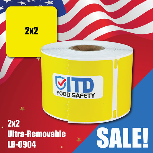 2x2 (500 per roll) Ultra Removable Labels - Yellow LB-0904 Sale