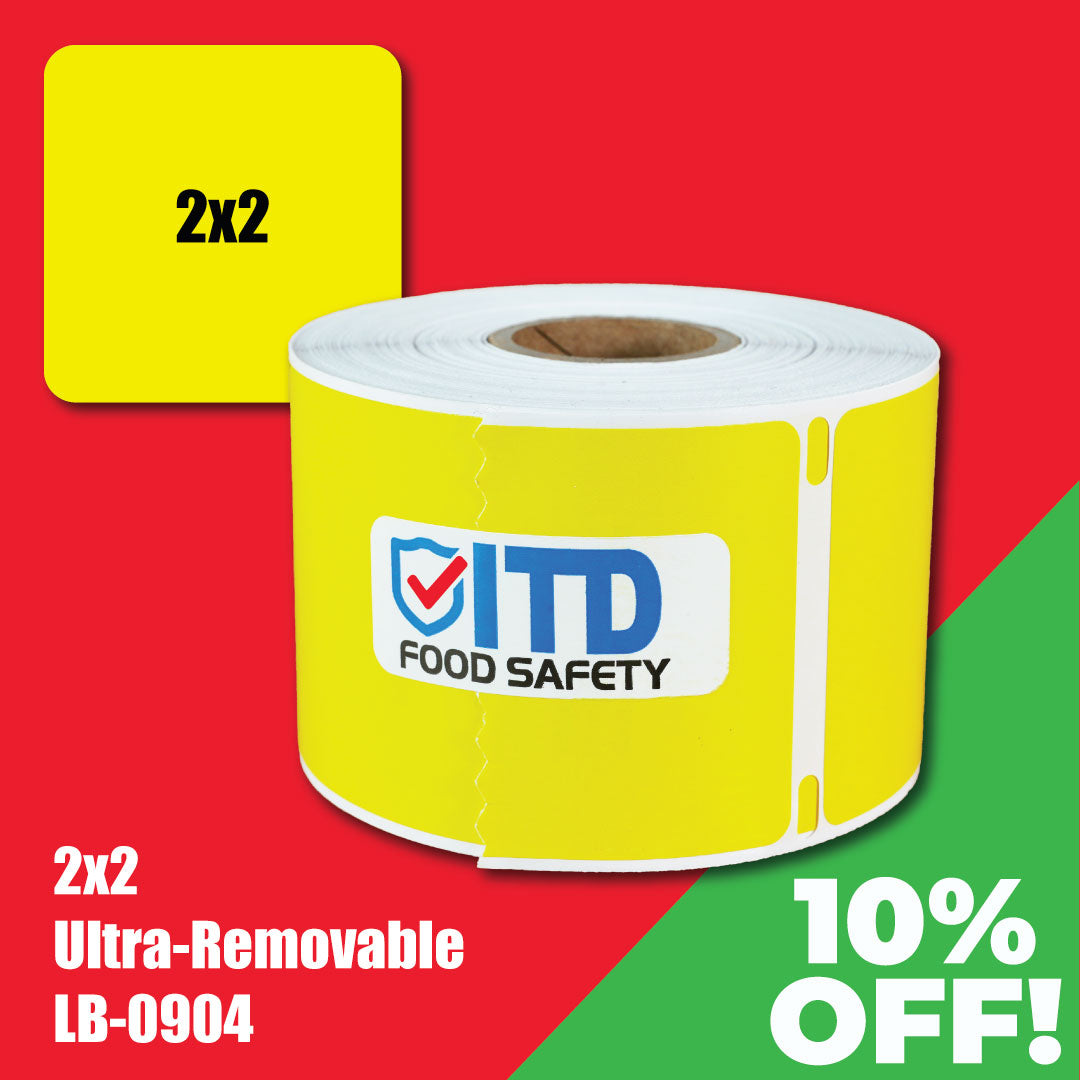 2x2 (500 per roll) Ultra Removable Labels - Yellow LB-0904