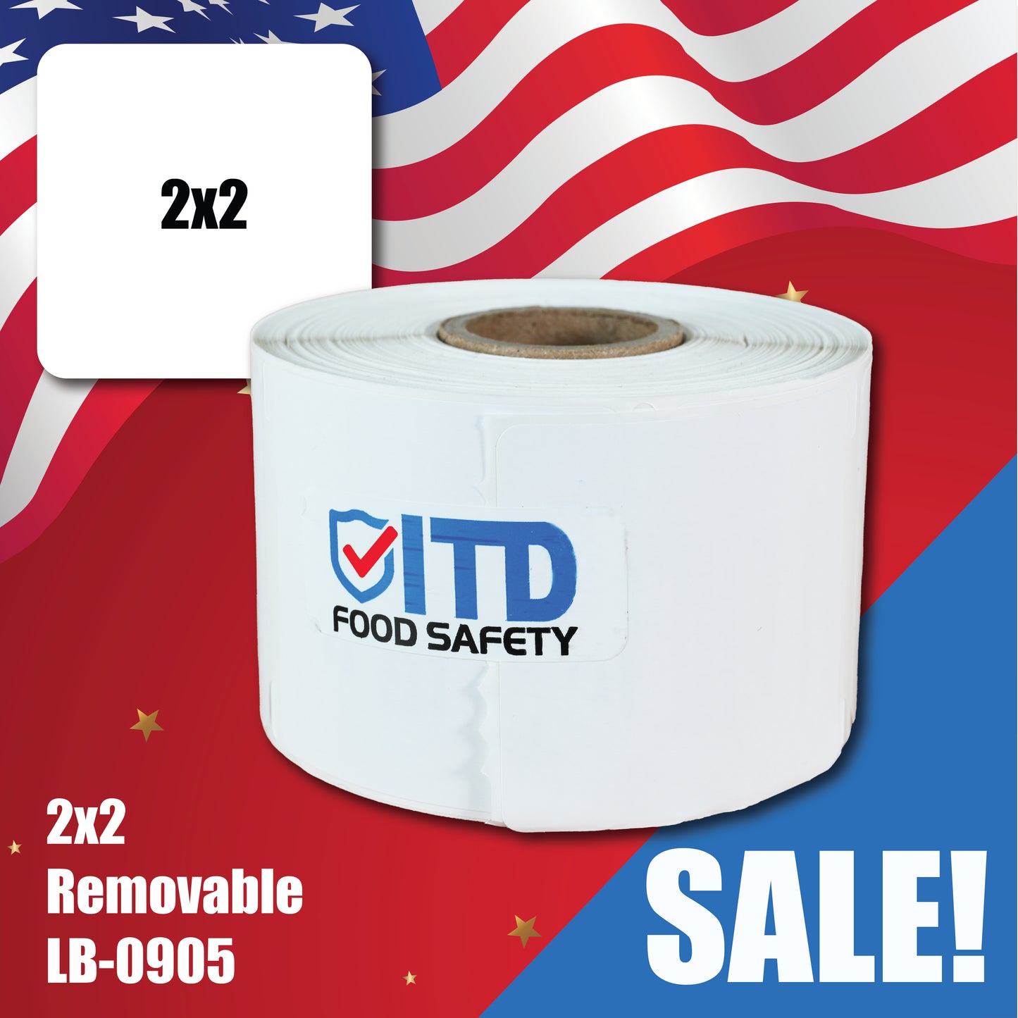 2x2 (500 per roll) Removable Labels - White LB-0905 Sale