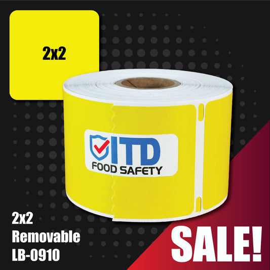 2x2 (500 per roll) Removable Labels - Yellow LB-0910 Sale