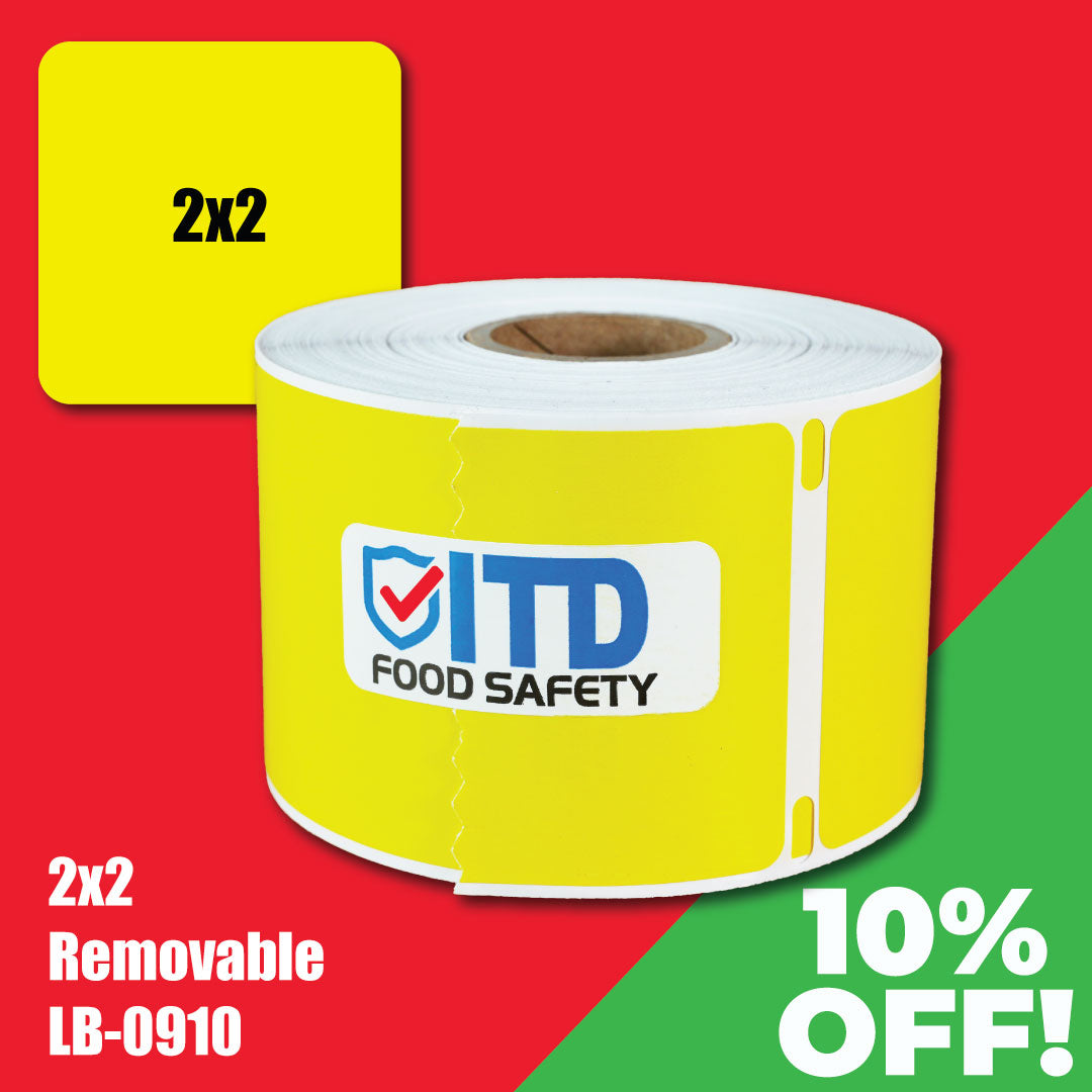 2x2 (500 per roll) Removable Labels - Yellow LB-0910