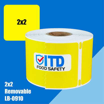 2x2 (500 per roll) Removable Labels - Yellow LB-0910