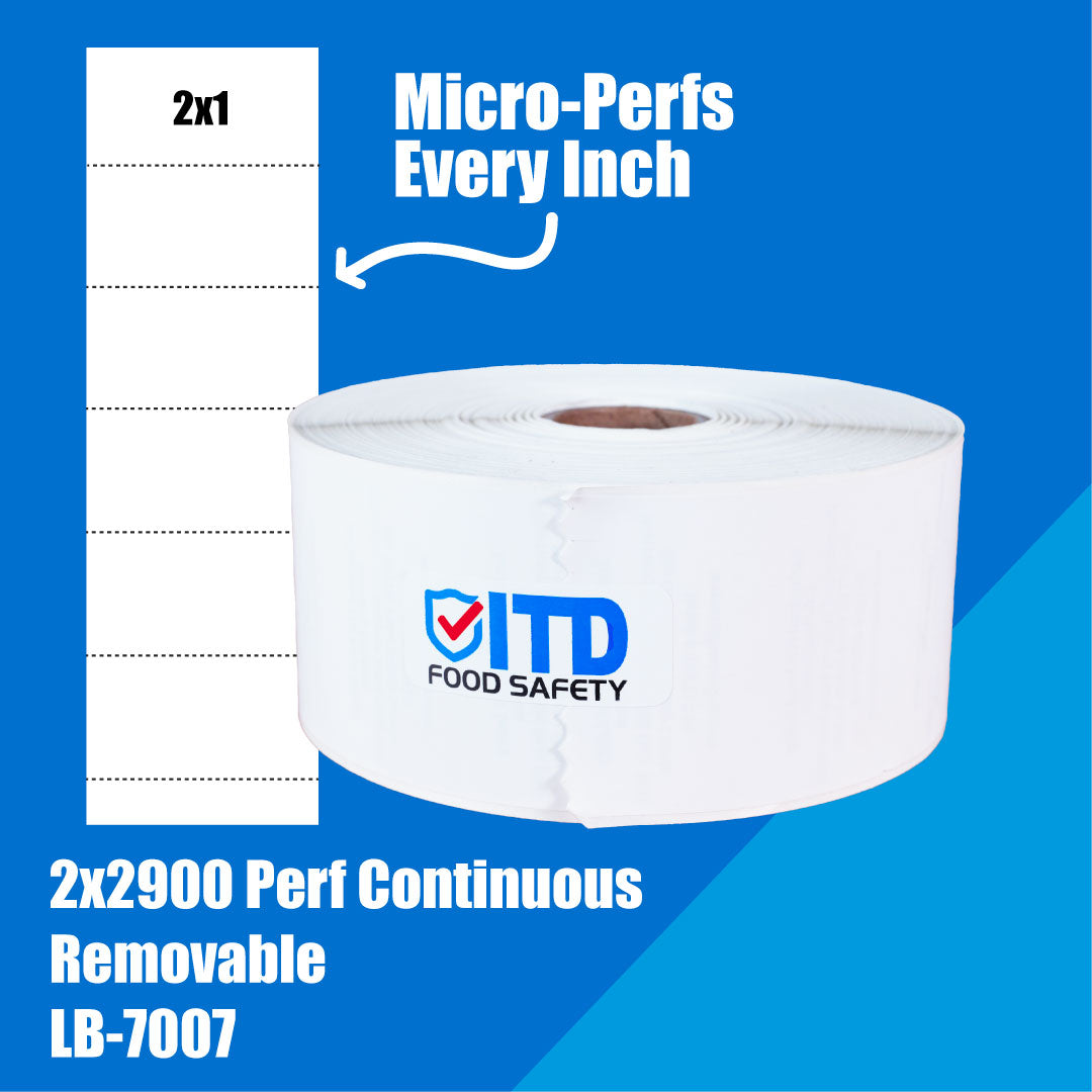 Perforated Continuous Roll 2x2 (1450 per roll) or 2x1 (2900 per roll) Removable Labels-White LB-7007