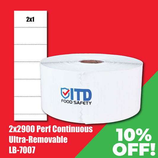 Perforated Continuous Roll 2x2 (1450 per roll): 2x1 (2900 per roll) Ultra-Removable Labels-White LB-7007