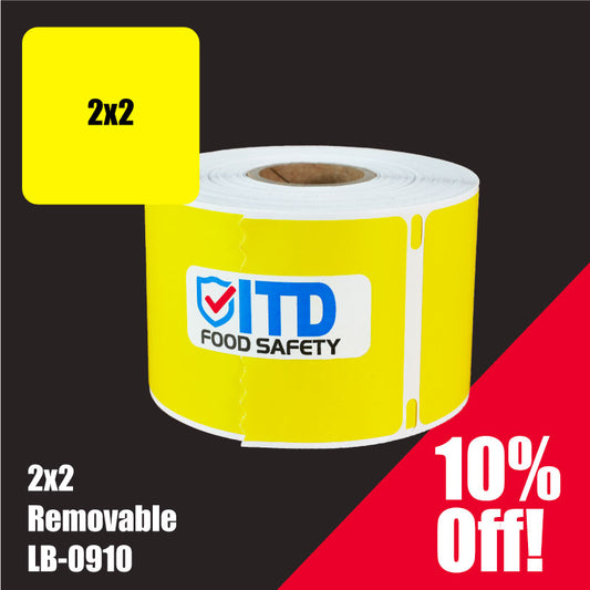 2x2 (500 per roll) Removable Labels - Yellow LB-0910 Sale