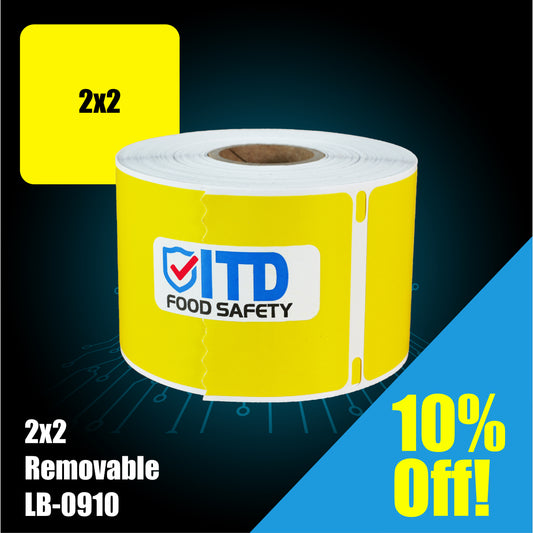 2x2 (500 per roll) Removable Labels - Yellow LB-0910 Sale