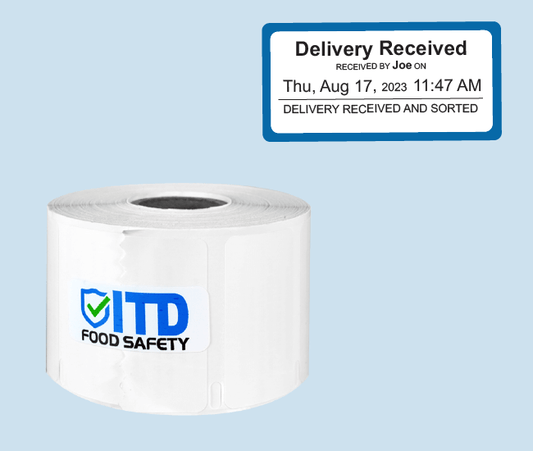 2.3125" x 4" Permanent Peel Food Safety Labels.   300 Labels per roll-White