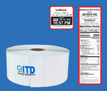 Ensure food safety standards and proper food rotation with 2" x 2900" Perforated Continuous Labels. Easily adhere to containers with permanent adhesive for efficient organization of back-of-house areas.  Ideal for use with a First In, First Out (FIFO) system of perishables, these labels help maximize kitchen safety and minimize food waste.