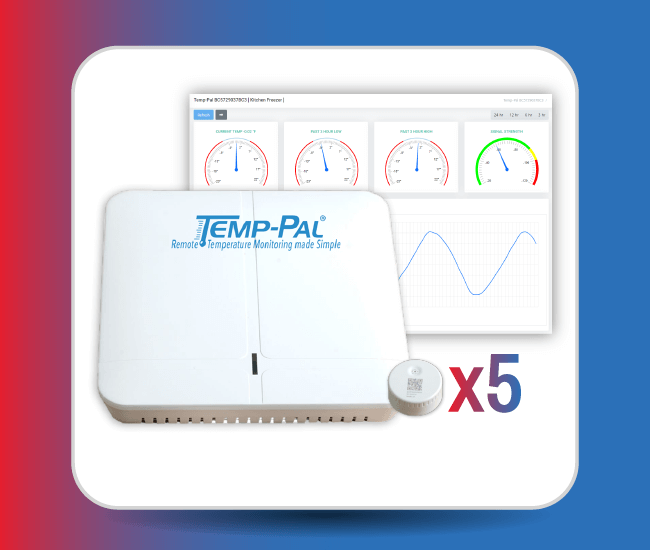 Remote Temperature Monitoring made Simple Temp-Pal Remote monitoring kit includes 1 Gateway station, 3 Temp-Pal Sensors, 1 year of Remote monitoring. Monitor refrigeration systems at any time, from anywhere.