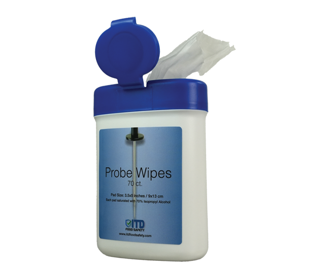 Prevent cross-contamination proactively with our sanitizing Probe Wipes.  Ensure the cleanliness of your Temp-Taker probe with wipes designed for use on all probes.
