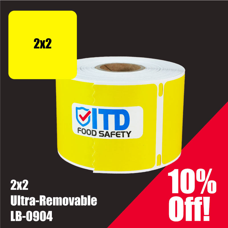 2x2 (500 per roll) Ultra Removable Labels - Yellow LB-0904 Sale