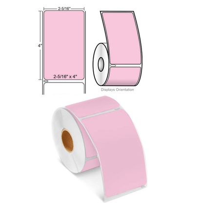 2.3125" x 4" Permanent Food Safety Labels.  300 Labels/Roll-Pink 